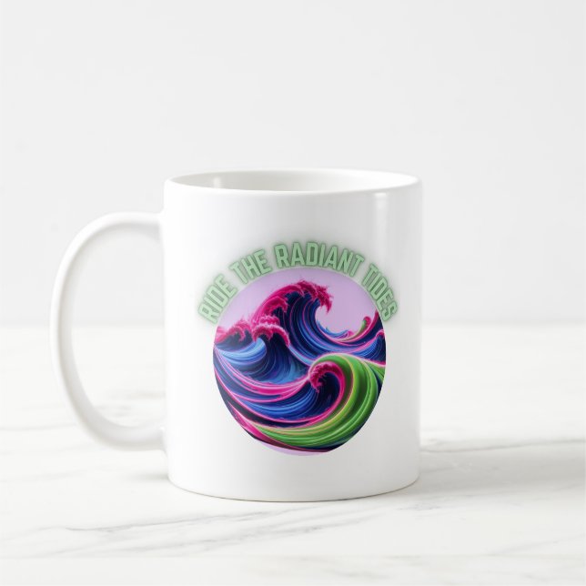 Taza De Café Olas místicas de neón - Subir las mareas radiantes (Izquierda)