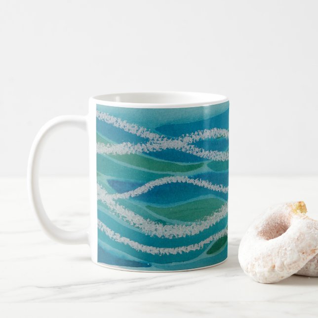 Taza De Café Olas oceánicas Abstract Mug (Con donut)