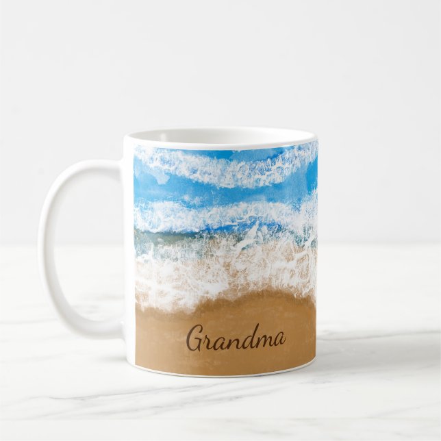 Taza De Café Olas oceánicas personalizadas estrellándose en una (Izquierda)