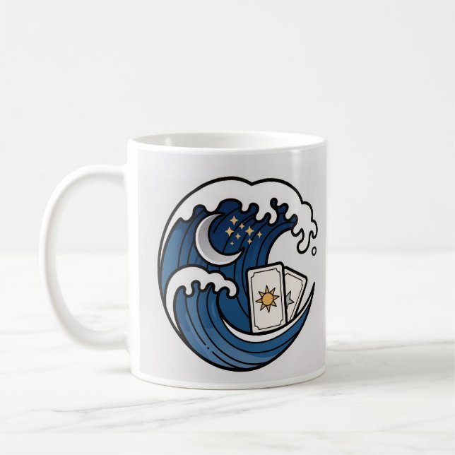 Taza De Café Olas que rompen y cartas del tarot (Izquierda)