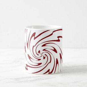 Taza De Café Olas retro rojas y blancas abstractas arte