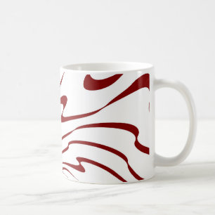 Taza De Café Olas Retro Rojas y Blancas Resumen Art 2