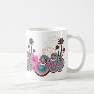 Taza De Café Olas tropicales Piscina Hibiscus Beach Palm Trees