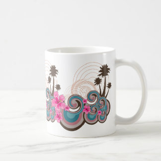 Taza De Café Olas tropicales Piscina Hibiscus Beach Palm Trees 