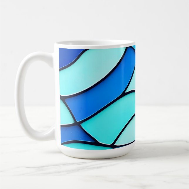 Taza De Café Olas verde azuladas de vidrio (Izquierda)