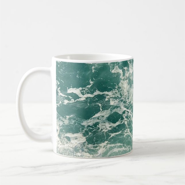 Taza De Café Olas verdes azules del océano (Izquierda)