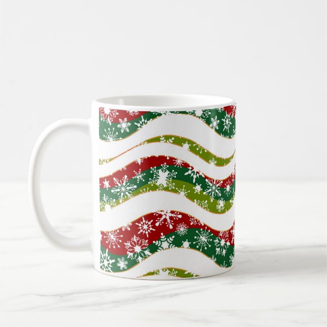 Taza De Café Olas y copos de Navidad  (Izquierda)
