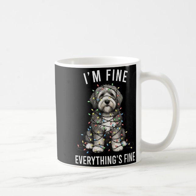 Taza De Café Old English Sheepdog Christmas I'm Fine Everything (Derecha)