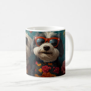 Taza De Café Old English Sheepdog con Rosas Día de San Valentín