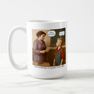 Taza De Café Old MacDonald, alumno de primer grado, suspende in
