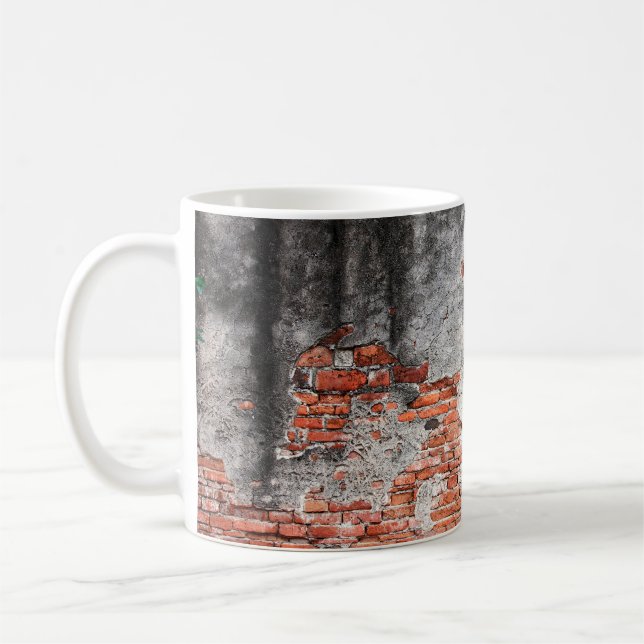 Taza De Café Old red brick wall rough of old temple in Ayutthay (Izquierda)