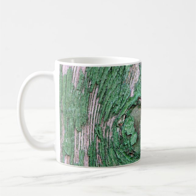 Taza De Café Old Weathered Painted Green Wood Background Textur (Izquierda)
