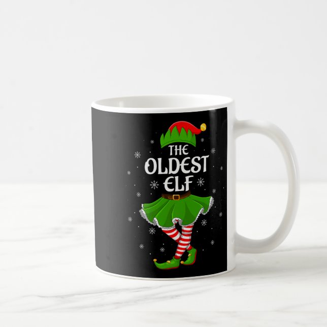 Taza De Café Oldest Elf Christmas Family Girls Women Elf Squad  (Derecha)