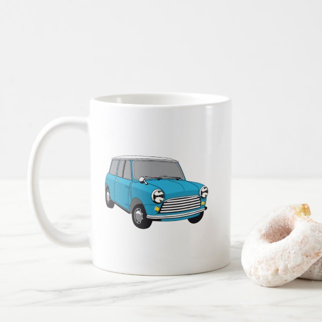 Taza De Café Oldtimer Blauer British Mini Cooper (Con donut)