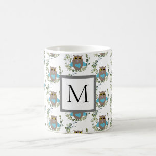 Taza De Café Oleuza verde de eucalipto de monograma