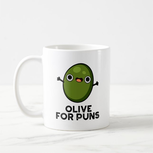 Taza De Café Oliva Para Puntuar Divertido Pun De Fruta De Oliva (Izquierda)