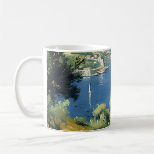Taza De Café Olivar Mediterráneo junto al Mar 