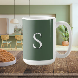 Taza De Café Olive Green Simple Moderno Minimalista Monogramado