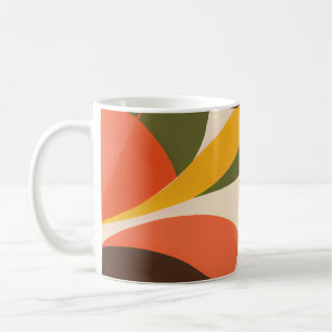 Taza De Café Olive Orange Retro Geometric Abstract
