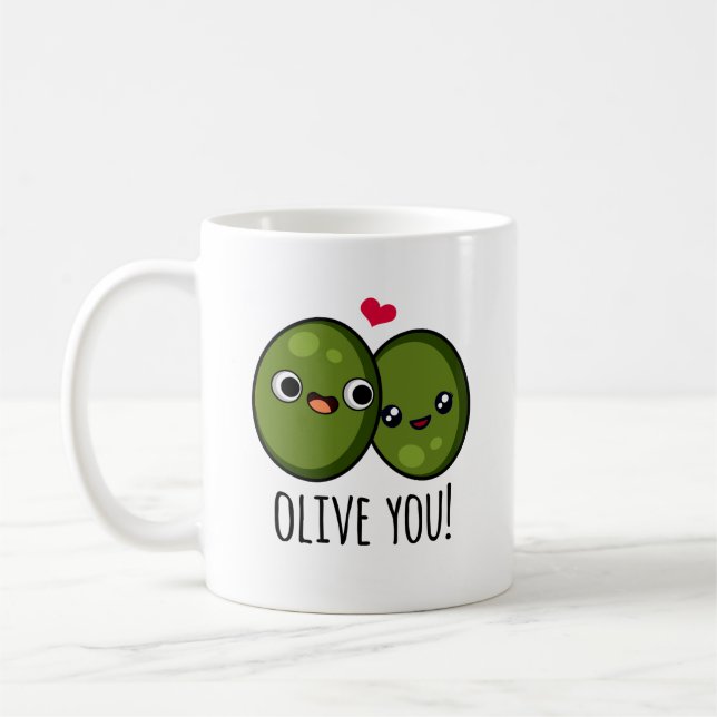 Taza De Café Olive You Funny Love Pun (Izquierda)