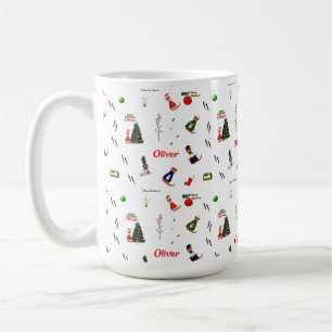 Taza De Café Oliver El Patrón Aleatorio De Navidades Otter