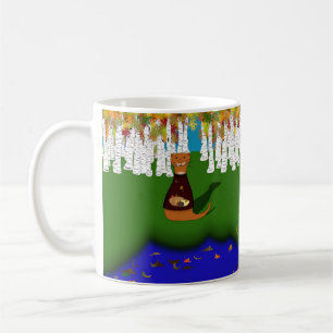 Taza De Café Oliver la nutria en el lago River Wolf en otoño