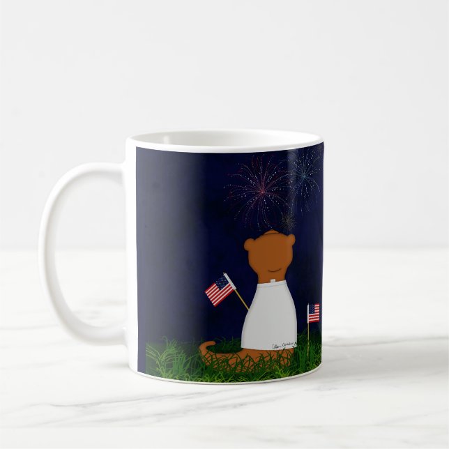 Taza De Café Oliver La Nutria Viendo Fuegos Artificiales (Izquierda)