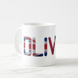 Taza De Café Oliver UK Flag Name Union Jack Typography
