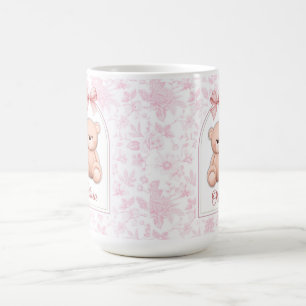 Taza De Café Olivia   Diseño de guardería de osito rosado perso