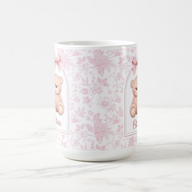 Taza De Café Olivia | Diseño de guardería de osito rosado perso (Centro)