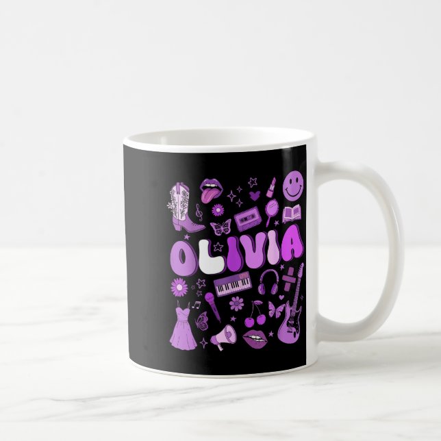 Taza De Café Olivia First Name I Love Olivia Groovy 80's Girls  (Derecha)