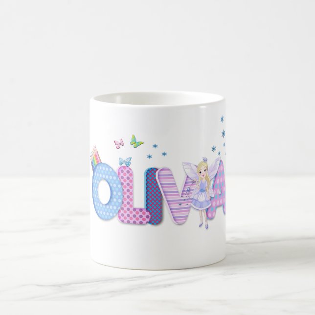 Taza De Café OLIVIA/ilustracion conocido personalizado (Centro)