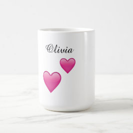 Taza De Café Olivia Personalized Hearts Emoji Mug