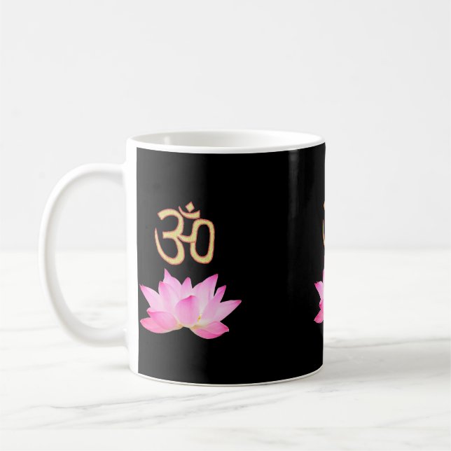 Taza De Café Olla de flor de Lotus rosa negro (Izquierda)