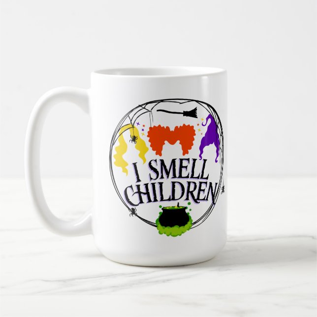 Taza De Café OLOR A LOS NIÑOS con tres brujas (Izquierda)