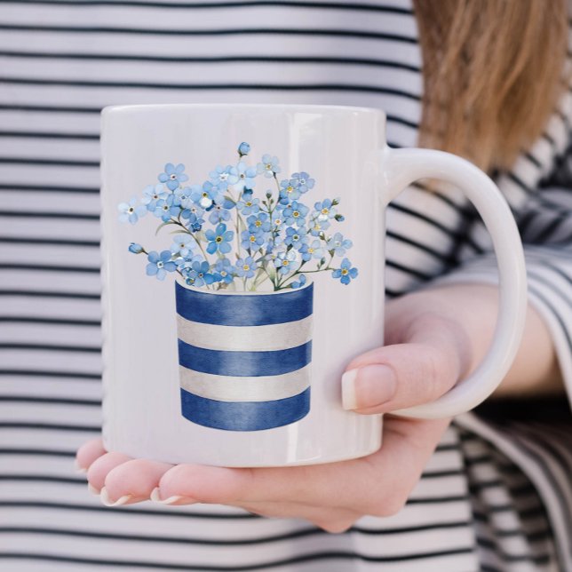 Taza De Café Olvídate de la Cerámica de los amantes de las flor (Forget me Nots personalized mug)