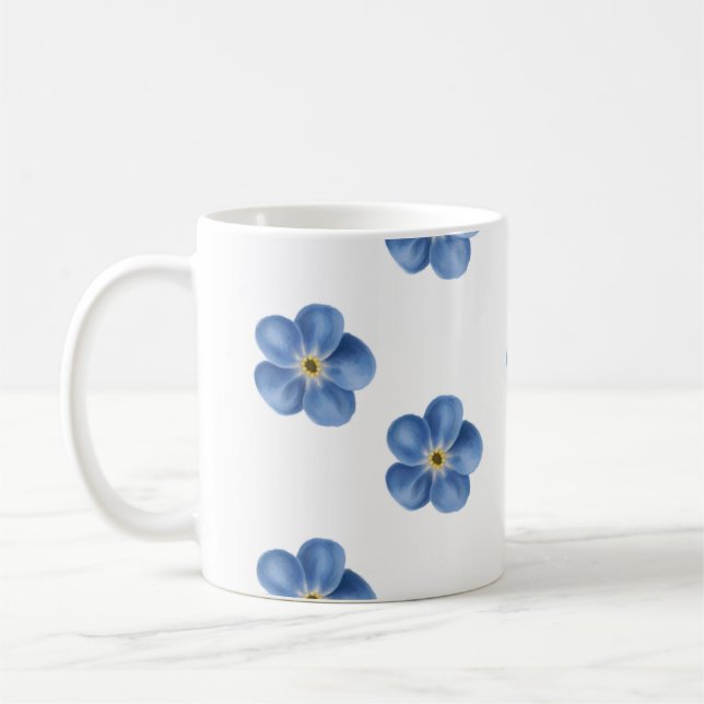 Taza De Café Olvídeme no/taza azul de la flor (Izquierda)
