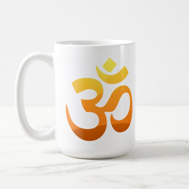 Taza De Café Om Mantra Yoga Gold Sun Meditación Símbolo (Izquierda)