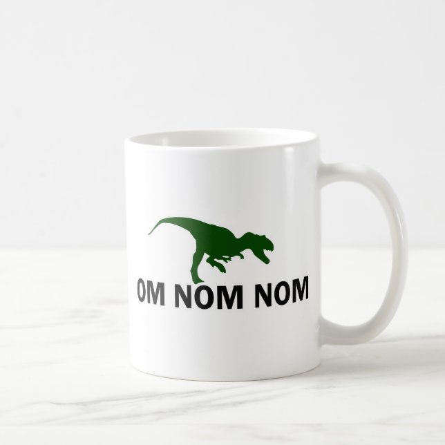 Taza De Café Om Nom Nom Dinosaur Rawr tiene hambre (Derecha)