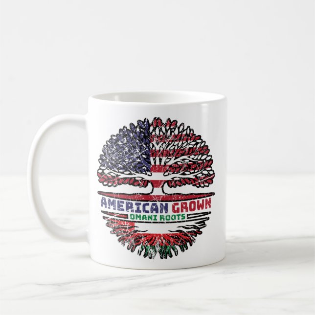 Taza De Café Oman Omani American USA Tree Roots Flag (Izquierda)