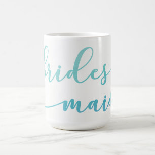 Taza De Café Ombre azul y Verde azulado acuarela Bridesmaid 2
