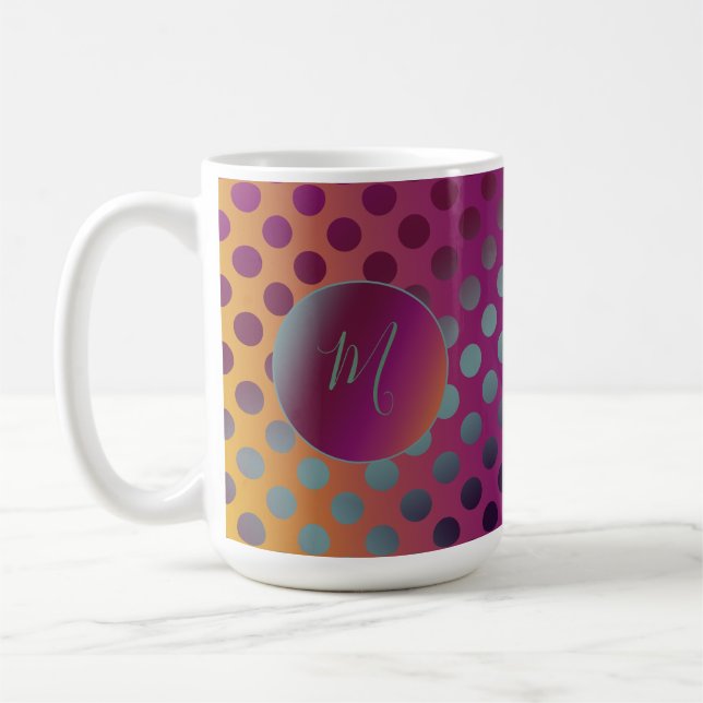 Taza De Café Ombre Passion Fruit Polka Dots Monograma (Izquierda)