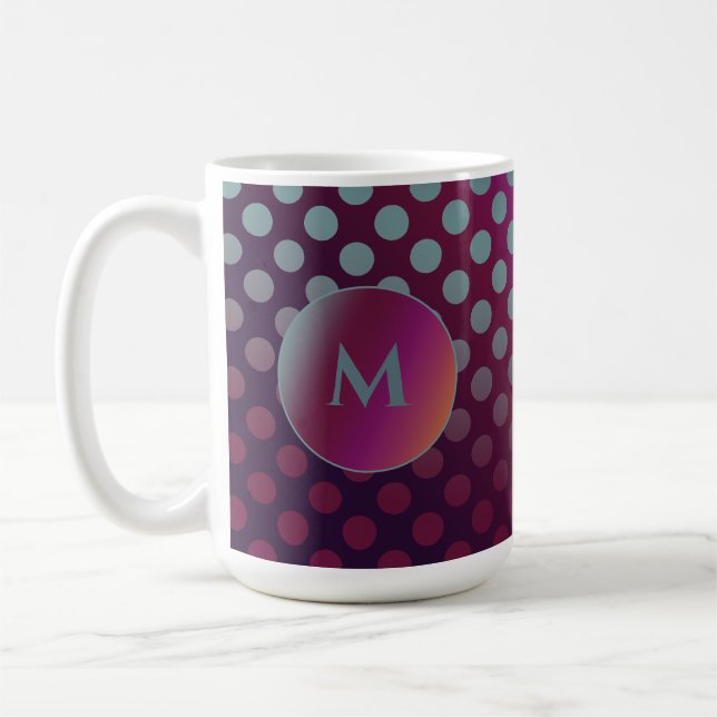 Taza De Café Ombre Passion Fruit Polka Dots Monograma (Izquierda)