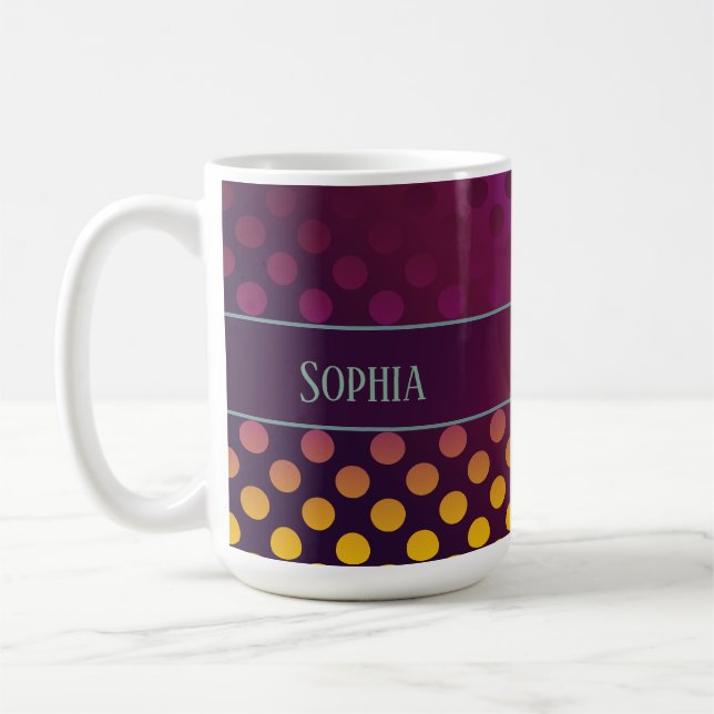 Taza De Café Ombre Passion Fruit Polka Dots Personalizados (Izquierda)