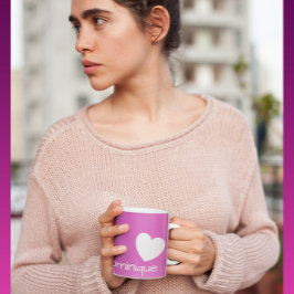 Taza De Café Ombre Rosa De Ciruela - Café Gradiente Con Corazón