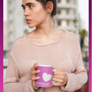 Taza De Café Ombre Rosa De Ciruela - Café Gradiente Con Corazón
