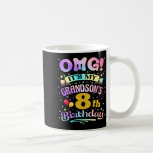 Taza De Café Omg Es El Cumpleaños Número 8 De Mi Nieto Feliz 8