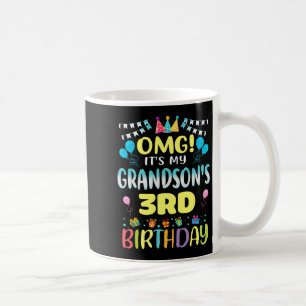 Taza De Café Omg sus nietos tercer cumpleaños dulce de tres año