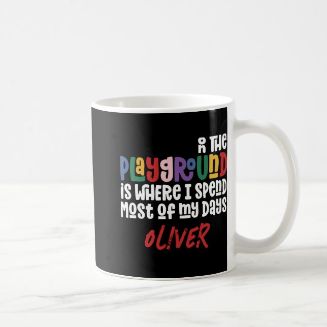 Taza De Café On The Playground Tygraphy Modern Teacher Gift  (Derecha)