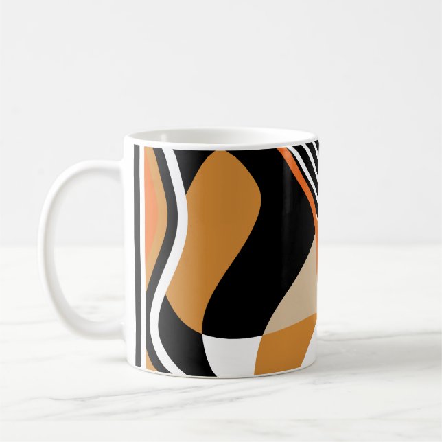 Taza De Café Onda abstracta: patrón negro vintage (Izquierda)